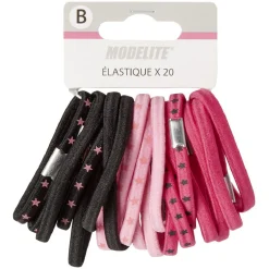 Gifi Beauté^Élastique latex uni imprimé noir rose x20
