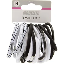 Gifi Beauté^Élastique latex x18 assortis noir et blanc