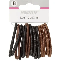 Gifi Beauté^Élastique sans métal noir marron fil brillant x15