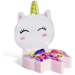 Gifi Beauté^Lot 50 élastiques à cheveux multicolore dans boîte design licorne rose