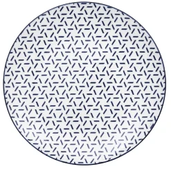 Gifi Lot de 4 assiettes à dessert porcelaine motif trait triangle multicolore Ø19cm