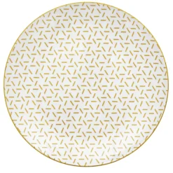 Gifi Lot de 4 assiettes à dessert porcelaine motif trait triangle multicolore Ø19cm