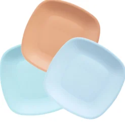 Gifi Lot de 3 assiettes colorées en plastique rigide