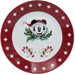 Gifi Lot de 4 assiettes dessert Disney Mickey porcelaine Ø19cm