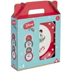 Gifi Lot de 4 assiettes dessert Disney Mickey porcelaine Ø19cm