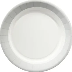 Gifi Lot de 10 assiettes en carton Ø23 cm bord gris