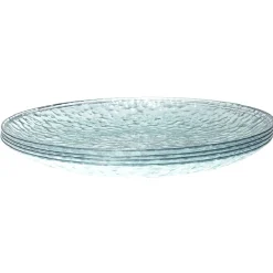 Gifi Lot de 4 assiettes plates rondes en plastique effet martelé