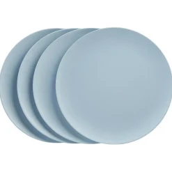Gifi Lot de 4 assiettes plates en bambou bleu
