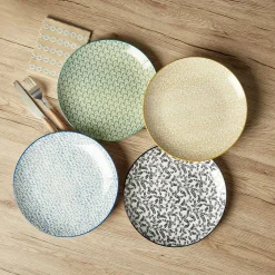 Gifi Lot de 4 assiettes plates rondes porcelaine Ø24 cm