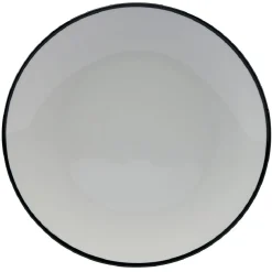 Gifi Lot de 4 assiettes plates rondes porcelaine blanche avec liseré coloré