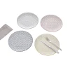 Gifi Lot de 4 assiettes plates porcelaine motif trait triangle multicolore Ø24cm
