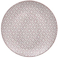 Gifi Lot de 4 assiettes plates porcelaine motif trait triangle multicolore Ø24cm