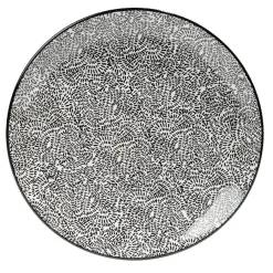 Gifi Lot de 4 assiettes plates Ø27cm porcelaine imprimé noir et blanc