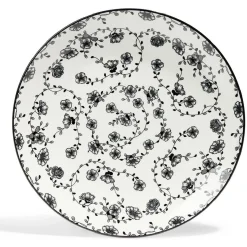 Gifi Lot de 4 assiettes plates Ø27cm porcelaine imprimé noir et blanc