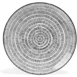 Gifi Lot de 4 assiettes plates Ø27cm porcelaine imprimé noir et blanc