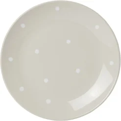 Gifi Lot de 4 assiettes rondes plates céramique déco pois