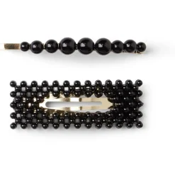 Gifi Beauté^Lot de 2 barrettes à cheveux dorées à perles noires