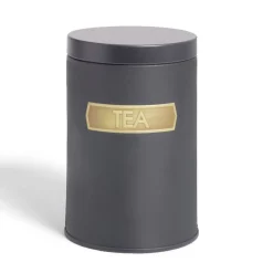 Gifi Lot de 3 boîtes alimentaires acier noir et doré Ø9xH12cm