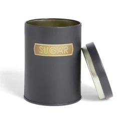 Gifi Lot de 3 boîtes alimentaires acier noir et doré Ø9xH12cm