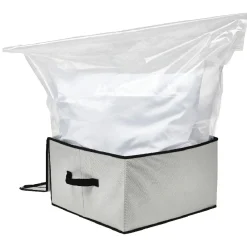 Gifi Rangement|Lot de 2 boîtes de rangement avec 2 housses sous-vide gris