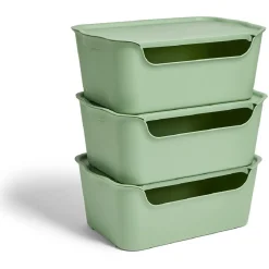 Gifi Rangement|Lot de 3 boîtes de rangement 15L avec couvercle plastique 39x25xH16cm