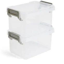 Gifi Rangement|Lot de 8 boîtes de rangement 3 tailles plastique transparent - 2 modèles