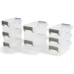 Gifi Rangement|Lot de 8 boîtes de rangement 3 tailles plastique transparent - 2 modèles