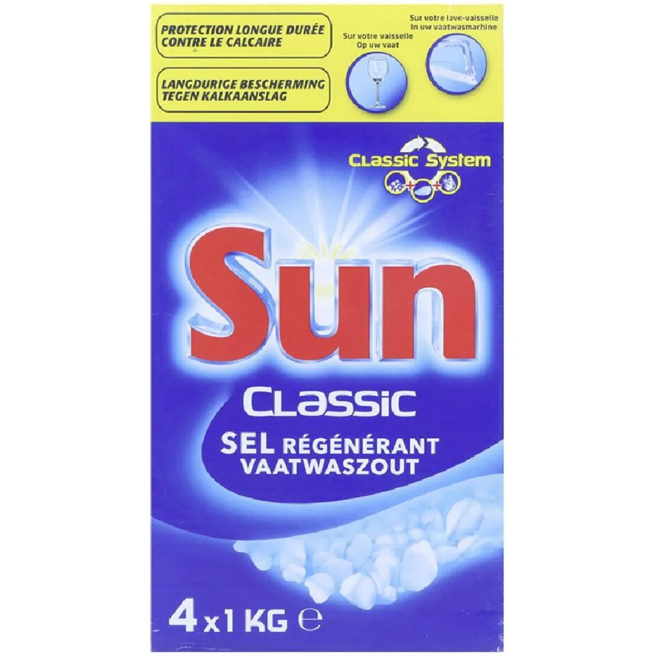 Gifi Entretien Du Linge|Lot de 4 boîtes de sel régénérant lave-vaisselle Sun Classic 1kg