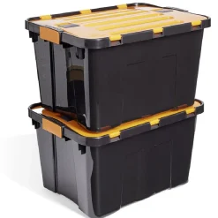 Gifi Rangement|Lot de 2 box bricolage 34L plastique orange 49xH28x36cm