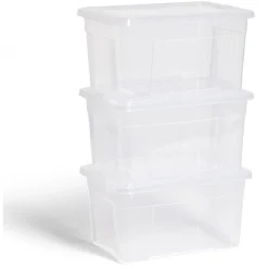Gifi Rangement|Lot de 3 box 4,5L plastique transparent 26x18,8x20,4cm
