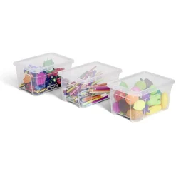 Gifi Rangement|Lot de 3 box 4,5L plastique transparent 26x18,8x20,4cm