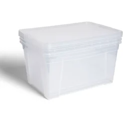 Gifi Rangement|Lot de 3 box 43L plastique transparent 56x39,5x35,5cm