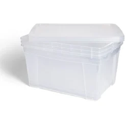 Gifi Rangement|Lot de 3 box 43L plastique transparent 56x39,5x35,5cm