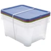 Gifi Rangement|Lot de 3 box 24L plastique transparent 44,5x34x33cm