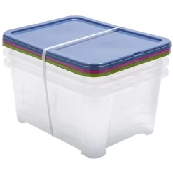 Gifi Rangement|Lot de 3 box 24L plastique transparent 44,5x34x33cm