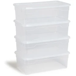 Gifi Rangement|Lot de 4 box 11L plastique transparent