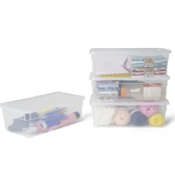 Gifi Rangement|Lot de 4 box 11L plastique transparent