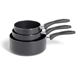 Gifi Lot de 3 casseroles tous feux sauf induction aluminium noir Ø14/16/20cm