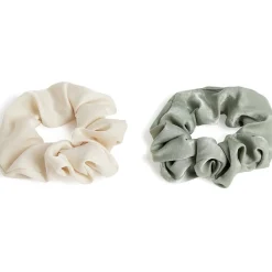 Gifi Beauté^Lot de 2 chouchous scrunchies uni beige et uni kaki