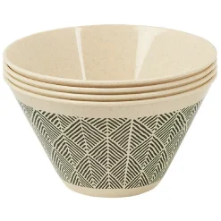 Gifi Lot de 4 coupelles motif géométrique noir et beige