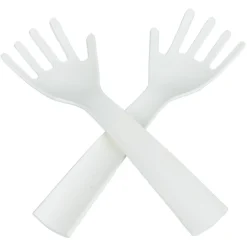 Gifi Lot de 2 couverts à salade forme main plastique blanc