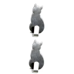 Gifi Rangement|Lot de 2 crochet adhésifs forme chat en métal 3x5cm