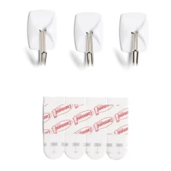 Gifi Colle Et Adhésif^Lot de 3 crochets adhésifs 3M plastique blanc pointe métal