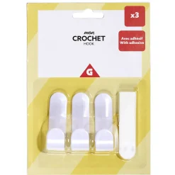 Gifi Rangement|Lot de 3 crochets plastique blanc