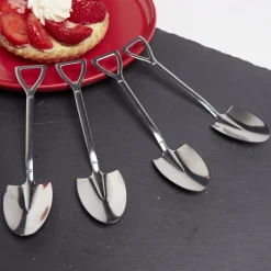 Gifi Lot de 4 cuillères forme pelle en métal argenté
