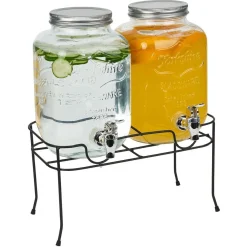 Gifi Lot de 2 distributeurs de boisson 4L avec support en métal