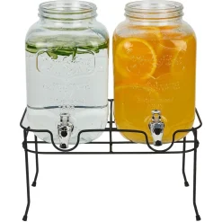 Gifi Lot de 2 distributeurs de boisson 4L avec support en métal