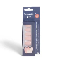 Gifi Beauté^Lot de 24 faux ongles caméléon avec stickers de colle plastique rose