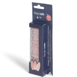 Gifi Beauté^Lot de 24 faux ongles caméléon avec stickers de colle plastique rose
