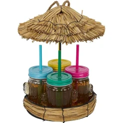 Gifi Lot de 4 gobelets à paille 260ml forme cactus dans décor estival